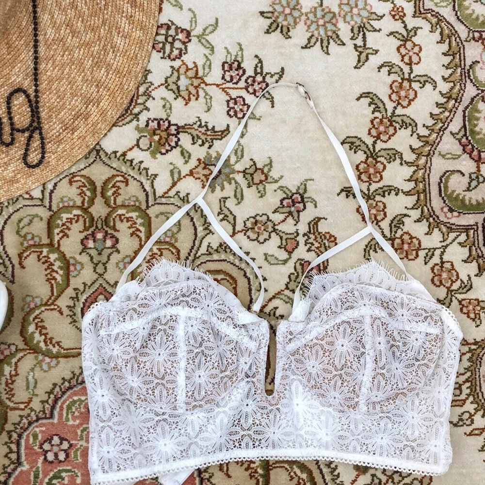 For love and lemons white lace crop top bra